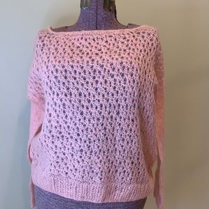 Hand Made Wool Pullover Pink New Lacey Knit